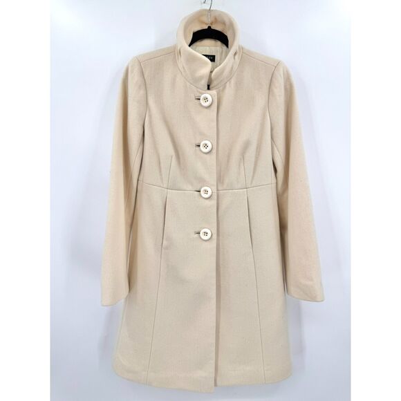 J. CREW Classic Long Cream Beige Wool Peacoat Size 4 - Picture 3 of 10